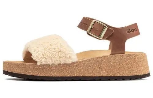 Birkenstock Glenda Leather Beach Sandals Women's Beige Narrow