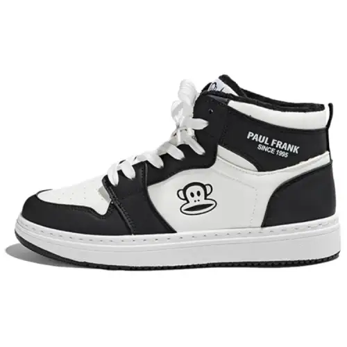 PAUL FRANK Slip Resistant Cushioning High top Skateboard Shoes Unisex White Black