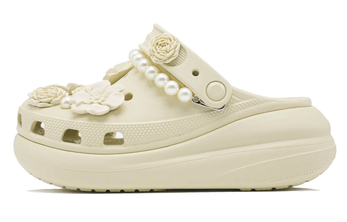 Crocs Crush Clog Marvelous Pen Blossoms EVA Clogs Women's Bone White