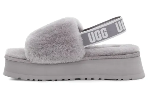 UGG Disco Slide Lightweight Cozy Thick Sole Gray Purple Colorblock Women's