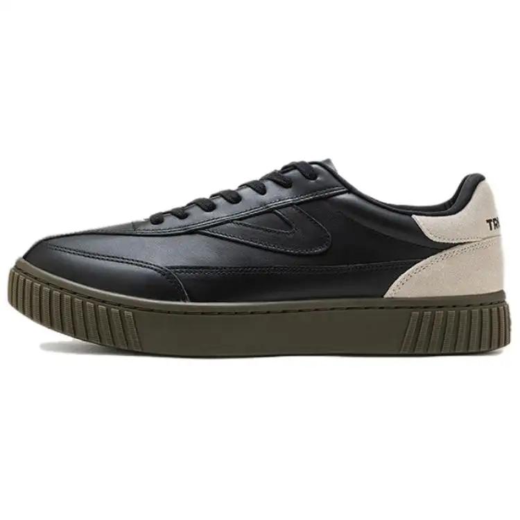 TRETORN Cow Leather Low top Casual Shoes Unisex Stone Black