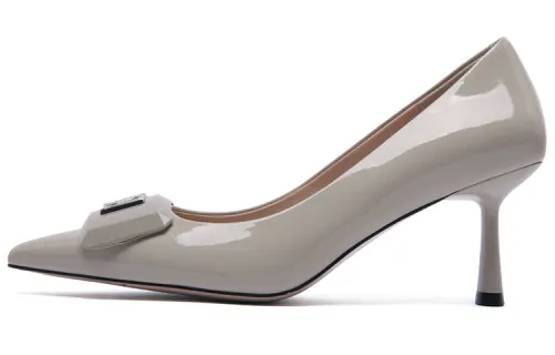 PACO GIL Top Grain Cow Leather Slim Heel High Heels 7.0cm Women's Gray