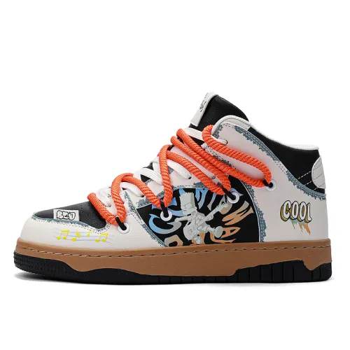 The Simpsons Synthetic Leather Slip Resistant Cushioning Abrasion Resistant Height Increasing High top Skateboard Shoes