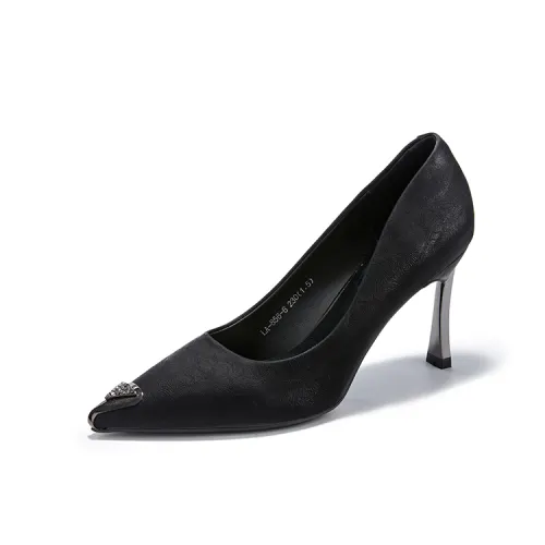 La Chapelle pointed toe metal leather shoes Korean style fashion glossy surface heightening summer outing heart-pounding elegant temperament commuting business style comfortable and versatile trendy fashion simple version showing leg length stiletto heels women's style