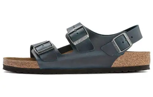 Birkenstock Leather Beach Sandals Unisex Badge Blue