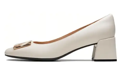 Clarks Sheepskin Block Heel High Heels 4.5cm Women's White
