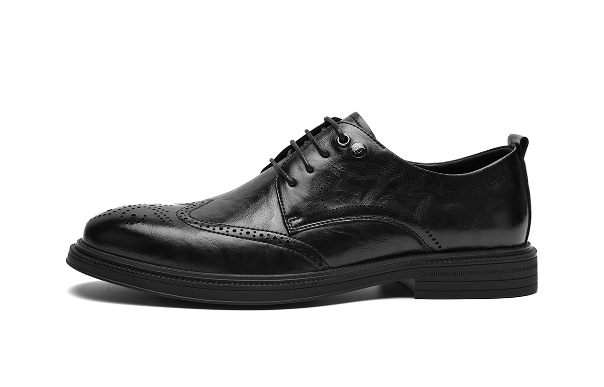 Heilan House HLA cow split leather mixed material business heightened pointed toe breathable formal leather shoes men's style