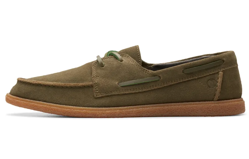 Clarks Cow Split Leather Casual Shoes Men's Olive Green