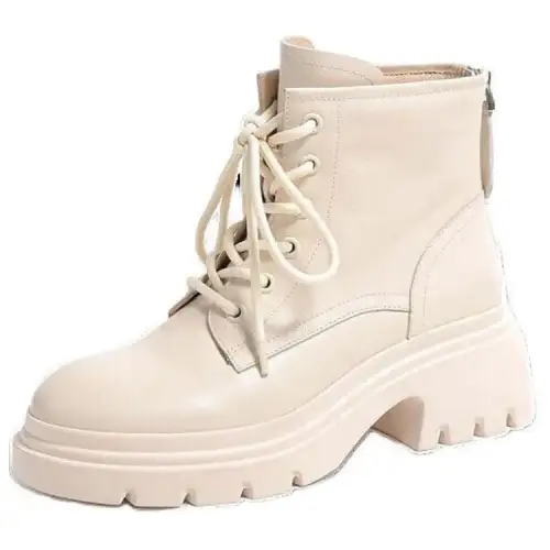 STEVE MADDEN Short Combat Boots 6cm Women's Ecru