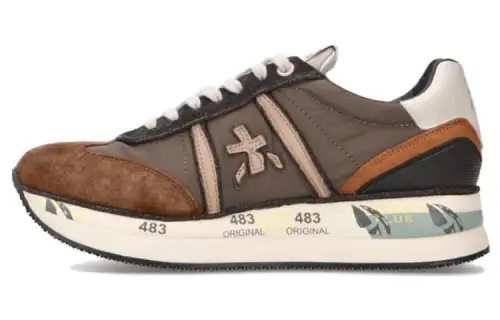 PREMIATA Conny Leather Minimalist Fashion Low top Casual Shoes Women's Brown