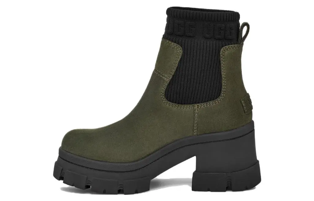 UGG Leather Short Chelsea Boots 3cm Women's Green