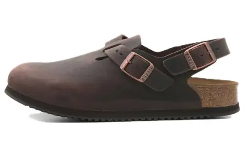 Birkenstock Leather Casual Shoes Unisex Dark Brown