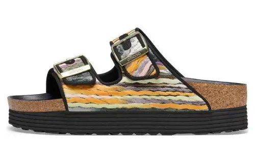Birkenstock Leather Slide Slippers Women's Multicolor Narrow