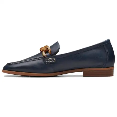 Clarks Sarafyna Iris Leather Loafers 2cm Women's Marine Blue