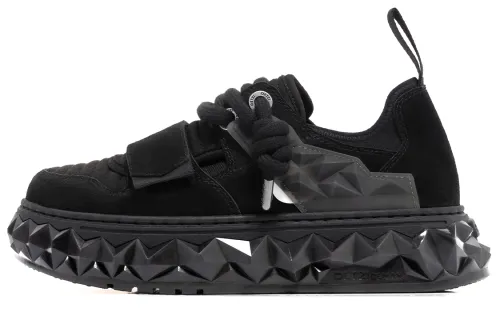 OETZI Cow Suede Slip Resistant Abrasion Resistant Low top Skateboard Shoes Unisex Black