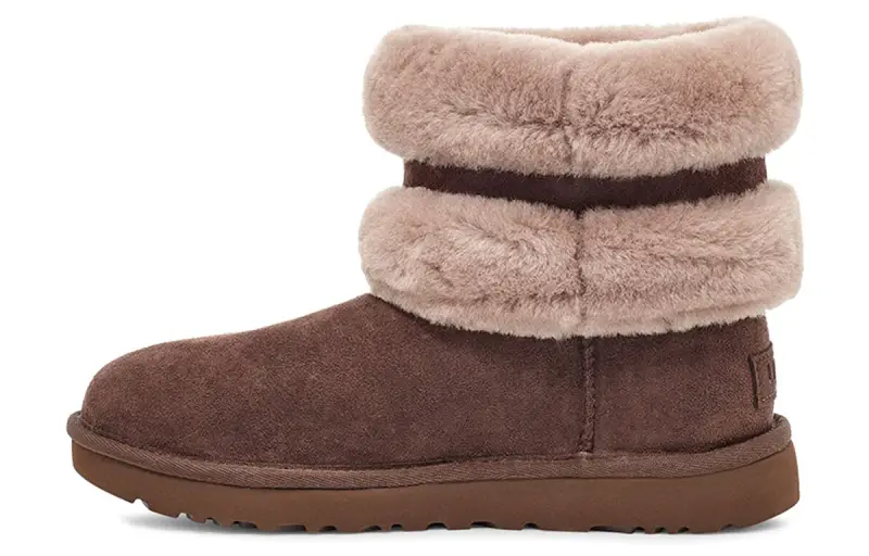 UGG Fluff Mini Belted Snow Boots Brown Women's