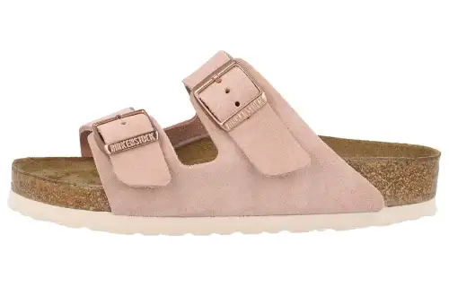 Birkenstock Suede Slide Slippers Women's Light Pink