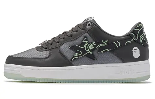 A BATHING APE BAPE STA Canvas Leather Low top Stylish Skateboarding Shoes Men's Digital Camouflage