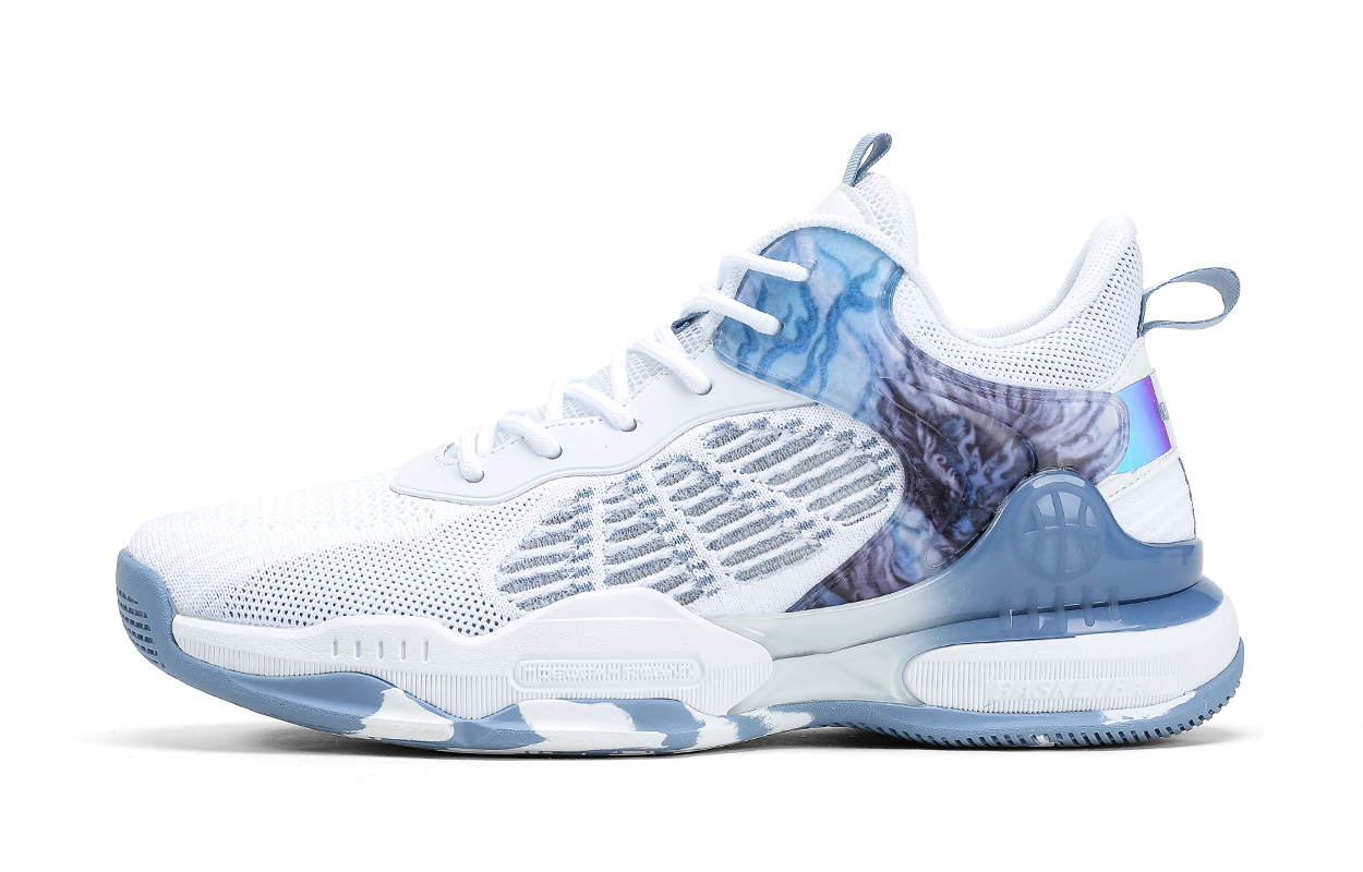 RED DRAGONFLY Basketball Shoes Men’s Low Top White Smoke Blue