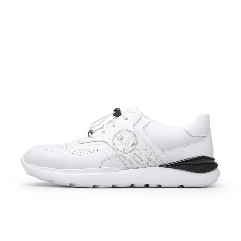 Chrisdien Deny Cow Leather Abrasion Resistant Low top Casual Shoes Men's White