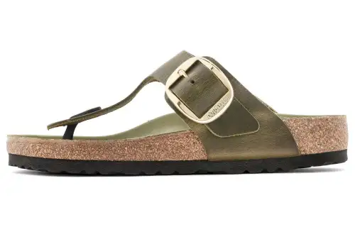 Birkenstock Leather Flip Flops Unisex Green