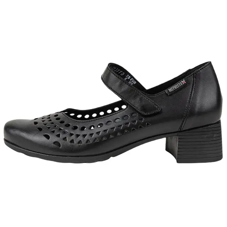 MEPHISTO Cow Leather Chunky Heel Mary Jane Shoes 4cm Women's