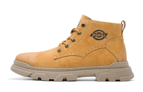 Dickies Split Pig Leather Short Combat Boots Men's Yellow Brown