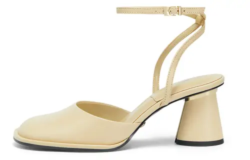 CHARLES&KEITH PU Leather Chunky Heel Stylish Sandal Women's Beige