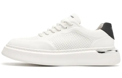 C°BANNER Cow Split Leather Low top Stylish Skateboarding Shoes Men's White Black