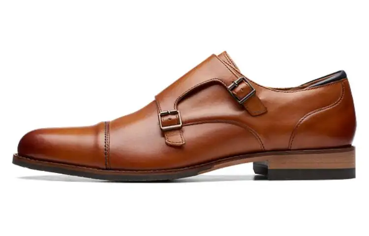 Clarks Top Grain Cow Leather Business Commuting Dress Shoes Men's Tan