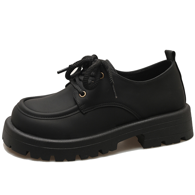 EEueeczs PU is versatile and simple, fashionable, classic and retro, with skirts, thick soles for heightening, lace-up small leather shoes, Japanese sweet and cool, student commuting, British, college style, casual shoes, women's style