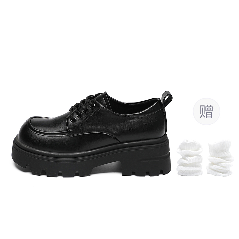ZHR Thick-soled Oxford lace-up leather shoes, college-style JK pleated skirt for high school girls, Korean retro sweet and charming girl, breathable, comfortable and versatile, casual shoes 6cm for women