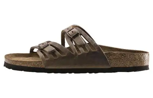 Birkenstock Leather Slide Slippers Women's Brown