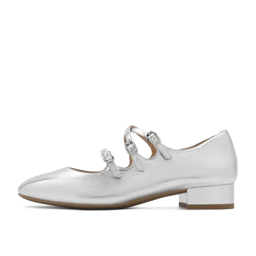 BELLE Cow Split Leather Block Heel Mary Jane Shoes 2cm Women's