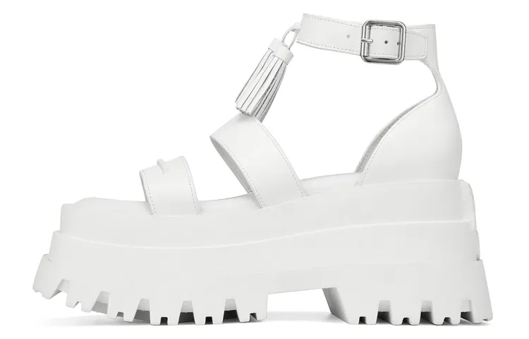 Naked Wolfe Dare Leather One Strap Sandals 9cm Women's White