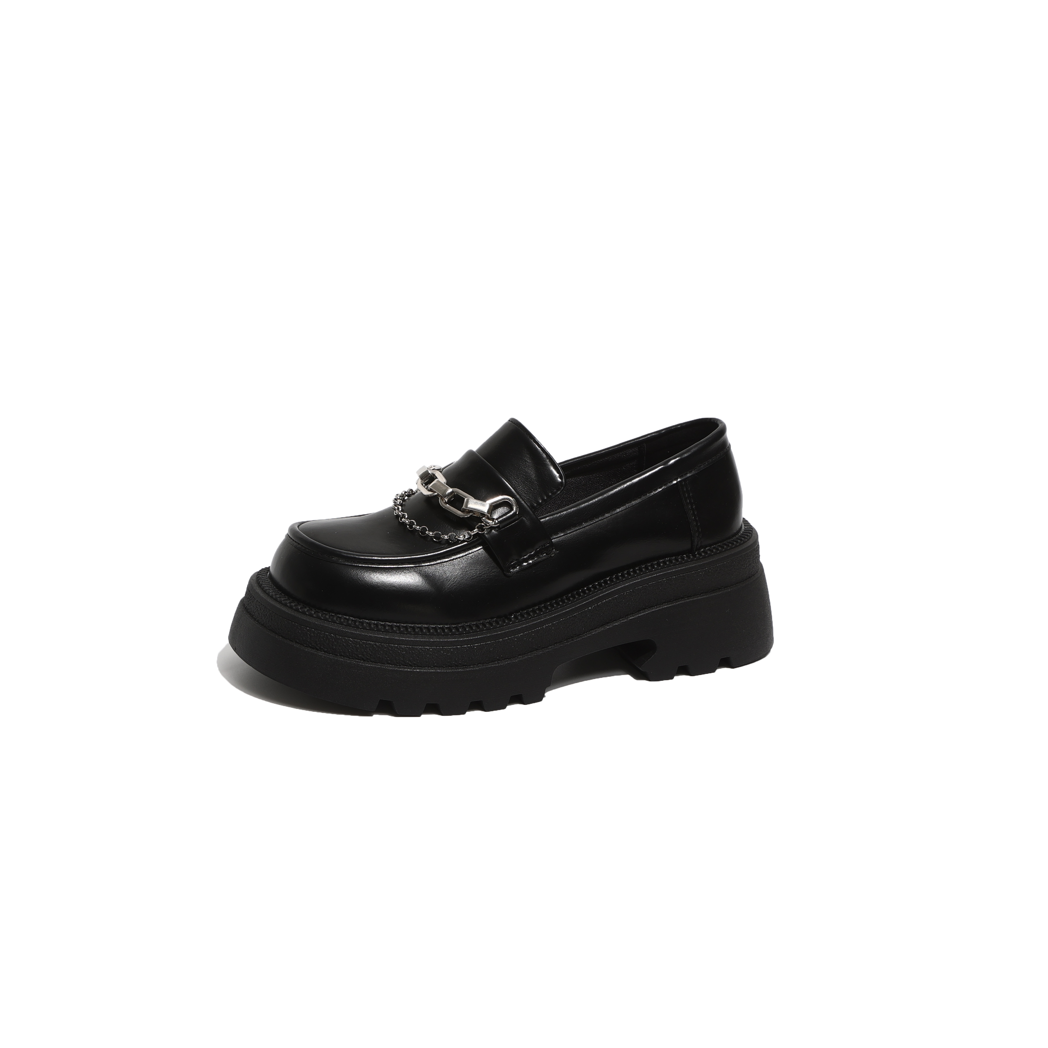 SHUXI Pu Loafers 6CM Women's Black White