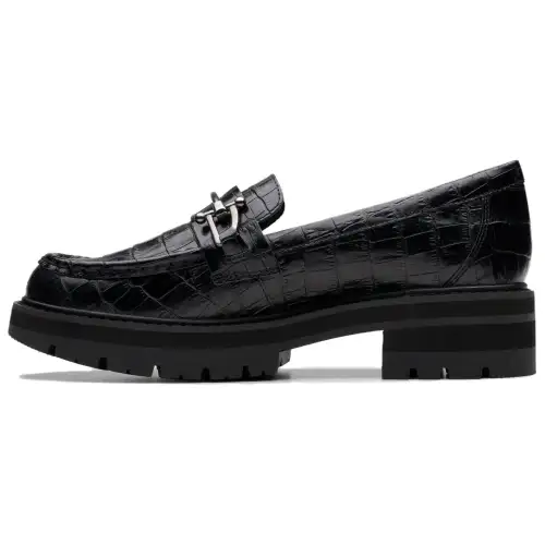 Clarks Leather Loafers 4cm Women's Black