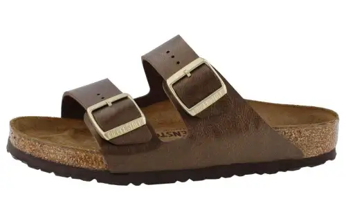 Birkenstock Leather Slide Slippers Women's Brown