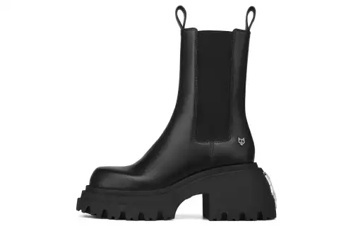 Naked Wolfe Sacrifice Leather Short Chelsea Boots 7cm Women's Black