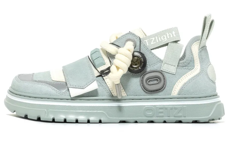 OETZI LIGHT Collection Leather Low top Skateboard Shoes Unisex Gray Blue & Beige