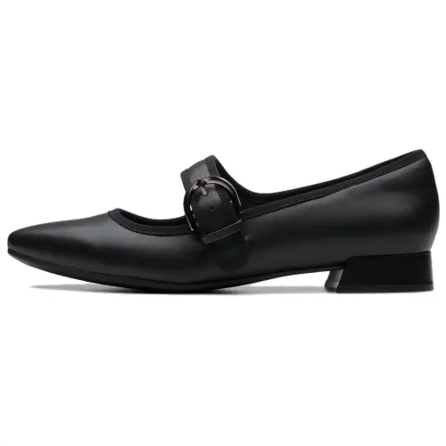 Clarks Leather Block Heel Mary Jane Shoes 2.5cm Women's Black