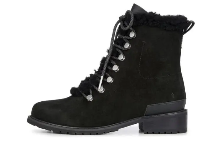 EMU Australia Leather Short Combat Boots Women's Black