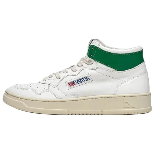 AUTRY Leather High top Skateboard Shoes Men's White Green