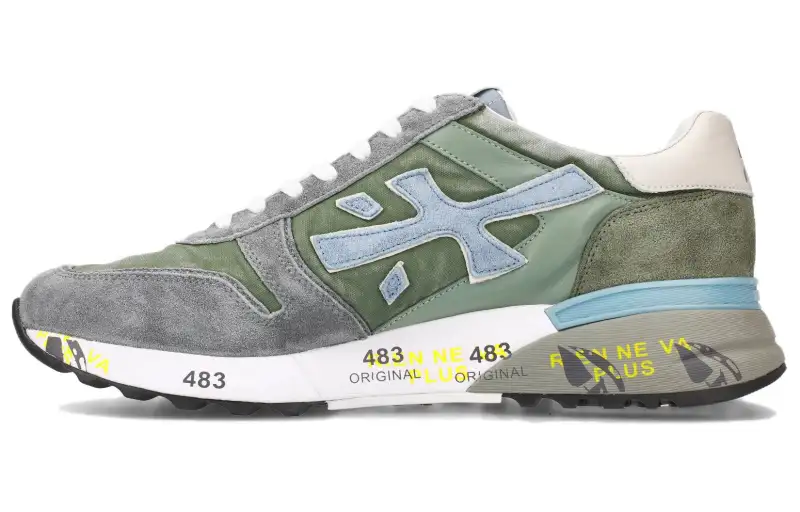 PREMIATA Leather Low top Casual Shoes Men's Gray Green