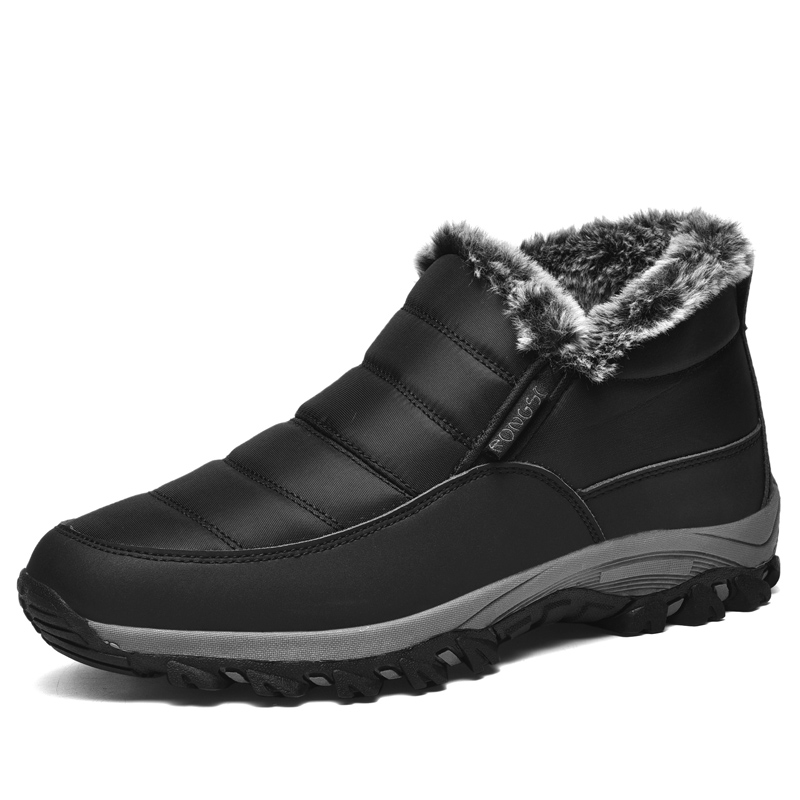 RONGSHI Winter Outdoor Casual Sports Fleece Lined Insulated Shoes For Middle Aged And Elderly Walking Shoes Slip on