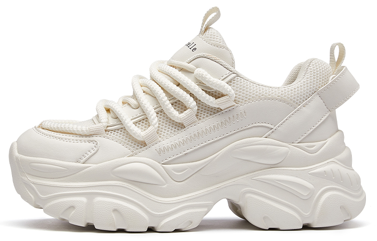 La Chapelle Synthetic Leather Height Increasing Lightweight Low top Chunky Sneakers Women's