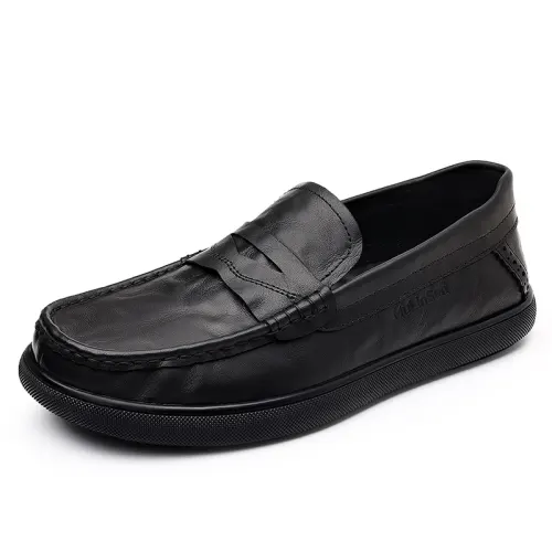 Mulinsen first-layer cowhide, retro classic, daily commuting, comfortable and versatile, British style, genuine leather, lazy slip-on, street office, best man and groom, light luxury and high-end casual leather shoes, men's black