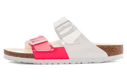 Birkenstock Synthetic Leather Slide Slippers Women's Pink White Regular