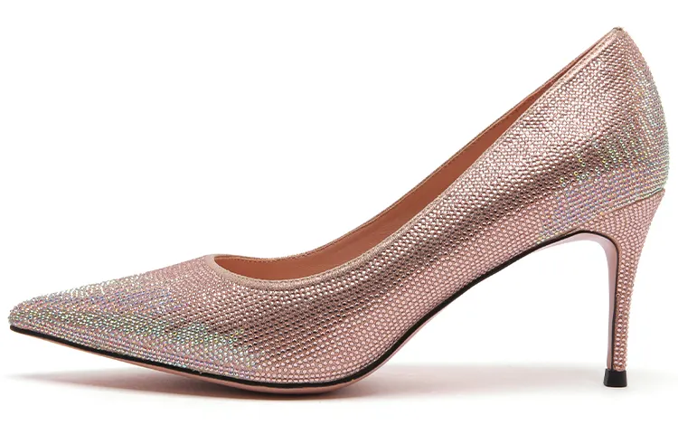 PACO GIL Fabric Slim Heel High Heels 7.5cm Women's Champagne