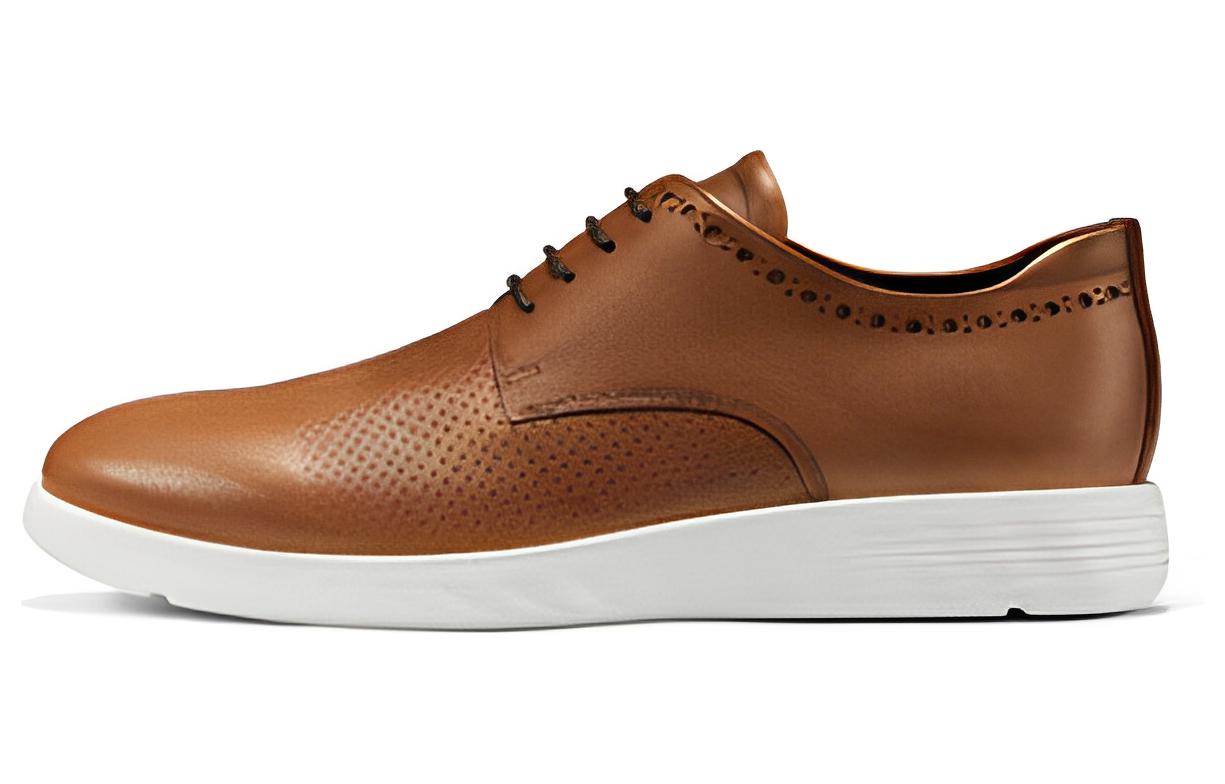 Ecco Top Grain Cow Leather Dress Shoes Men's Amber Brown